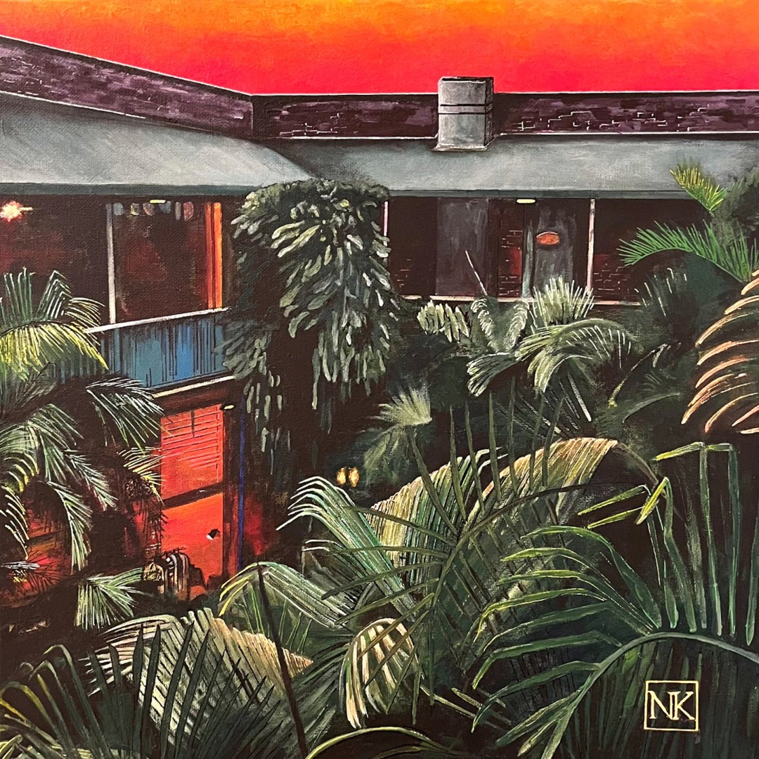 the courtyard, honolulu - Painting, Acrylic, Canvas