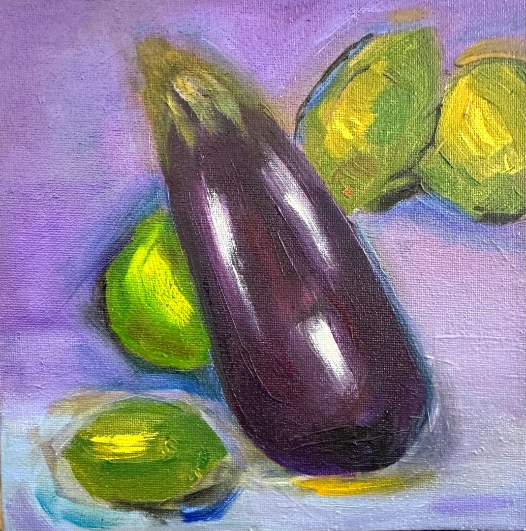 Aubergine Quench - Painting, Oil, Still Life, Expressionism, Other