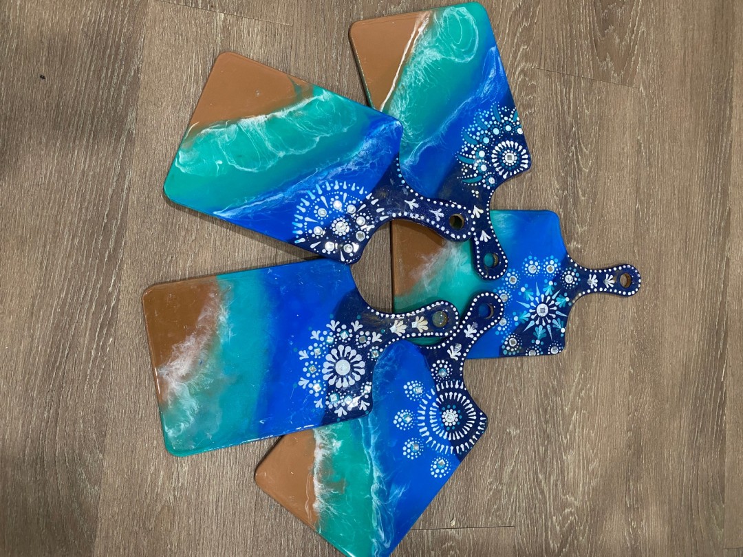 Dot Mandala Charcuterie Boards - artwork by Manjusha Gupta:  