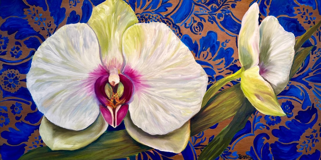 White Wallpaper Orchids - artwork by Rebecca Bissi:  