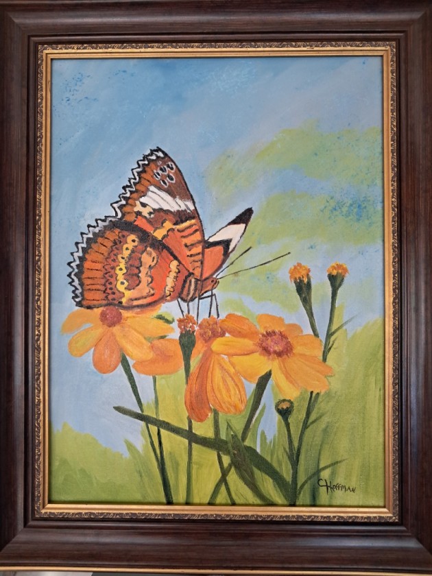 Butterfly over Flowers