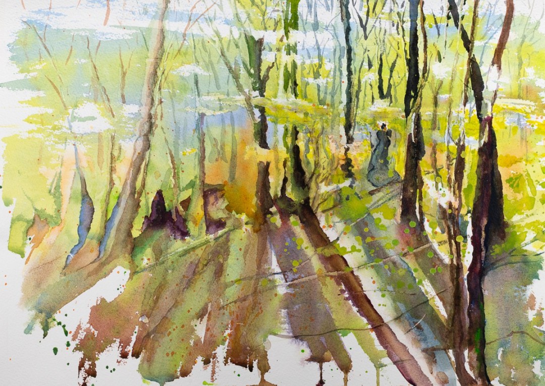 Forest Spirit - Painting, Watercolor, Landscape, Impressionism, Watercolor Paper