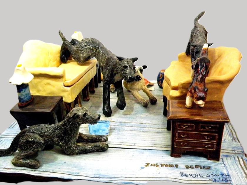 Instant Reflex  -- 1st Place Award (3D Art) Tifton Museum of Arts Juried International Canine Art Exhibition (Tifton, GA)