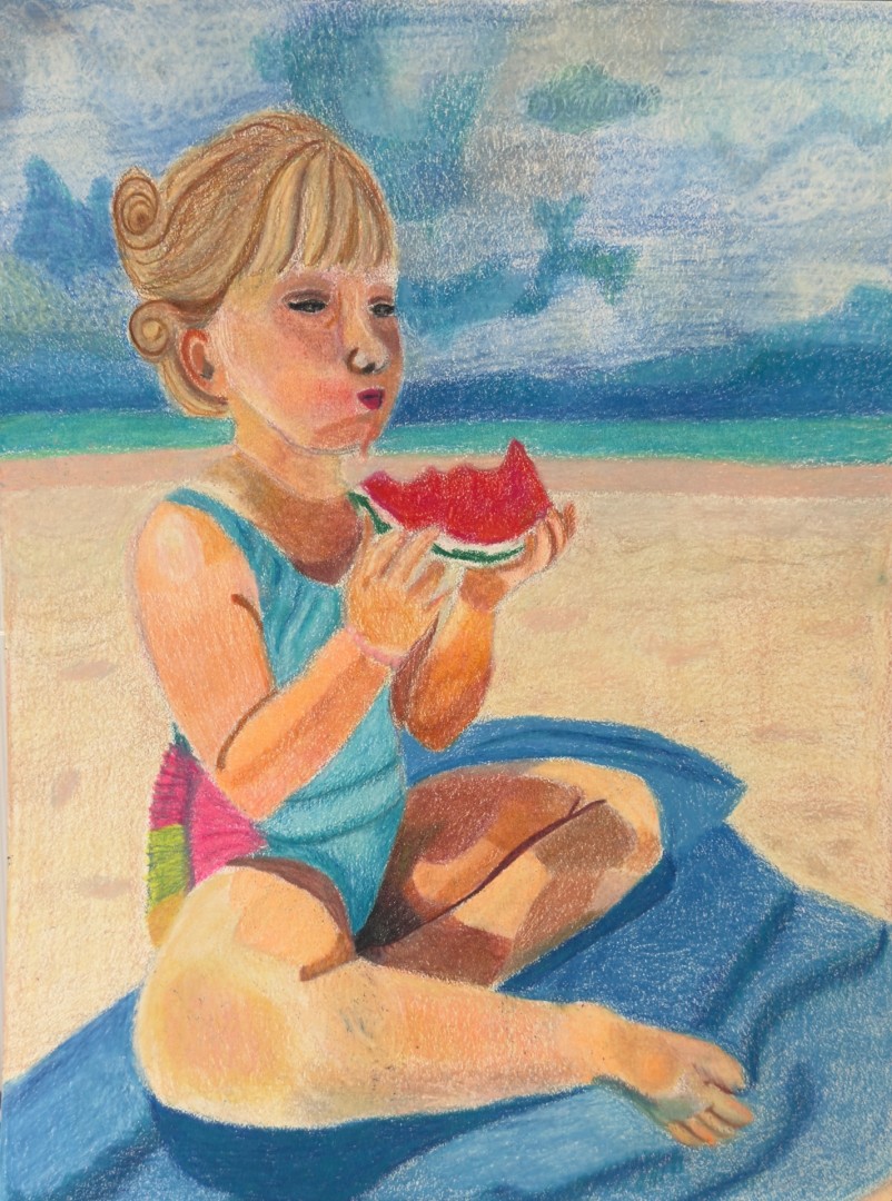 Layla - artwork by Pam Ewell:  Children, Classical, Pencil/Colored Pencil, Paper