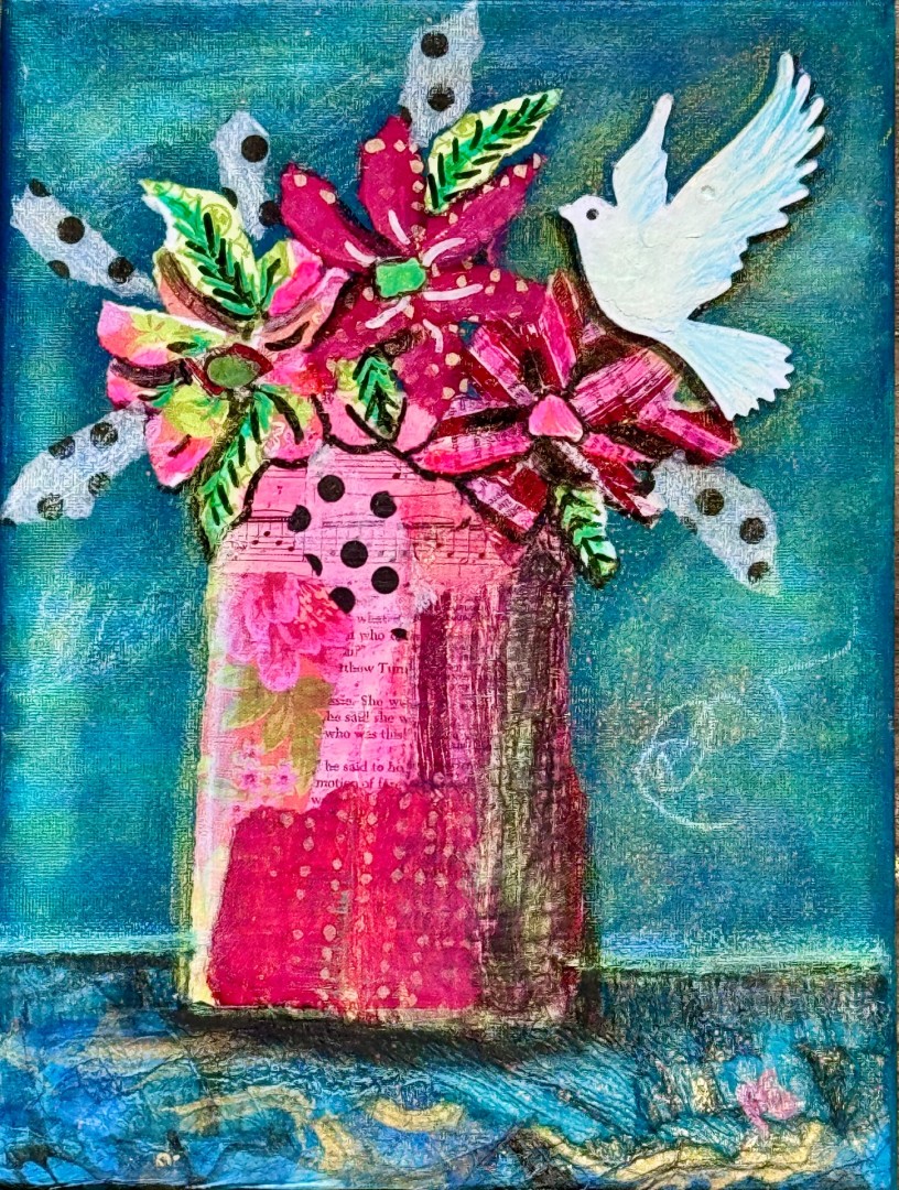 Petals of Peace - artwork by Pam Ewell:  Still Life, Modern, Mixed Media, Canvas
