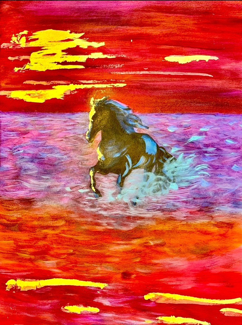 Wild Horses - artwork by Pam Ewell:  Animals, Other, Mixed Media, Paper