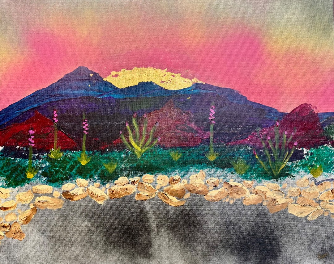 Big Bend - artwork by Pam Ewell:  Landscape, Expressionism, Mixed Media, Canvas