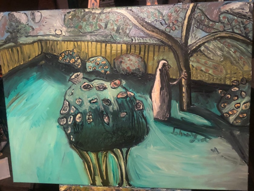 The rising sun and garden