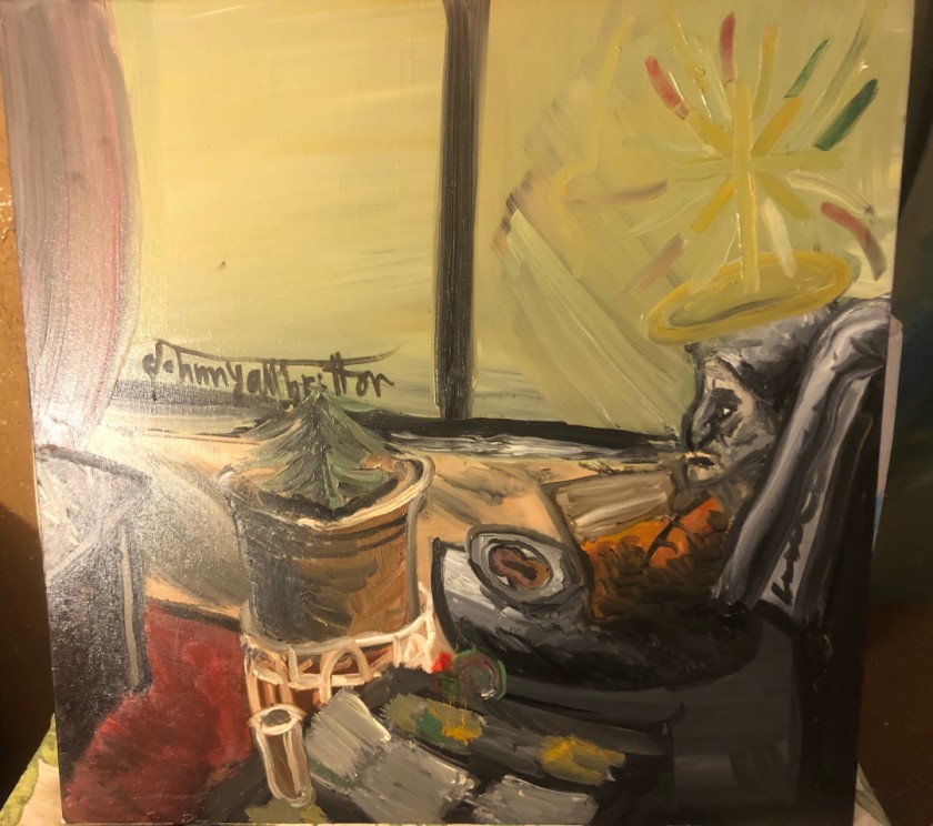 The sitting grandmother 