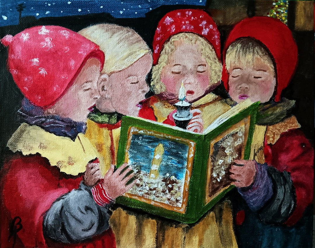 CHRISTMAS CAROLERS - artwork by Brenda Porter:  