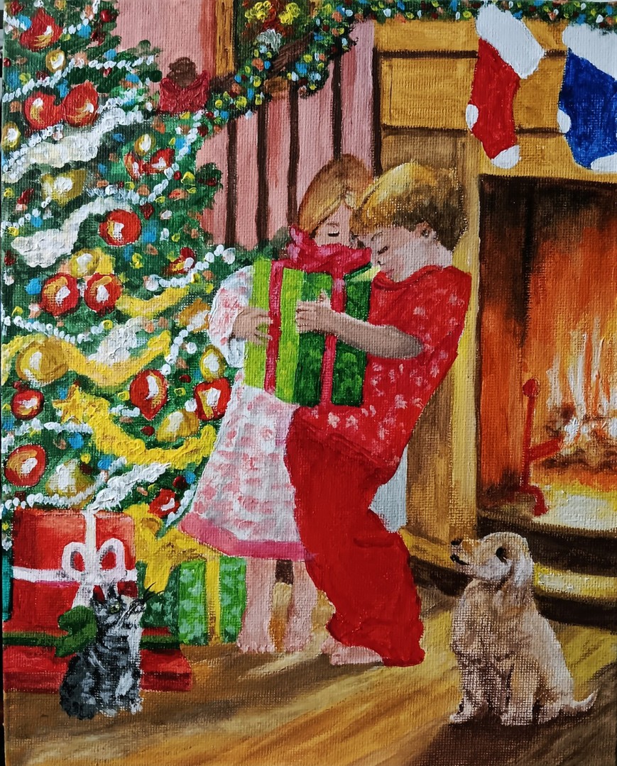 CHRISTMAS MORNING - artwork by Brenda Porter:  