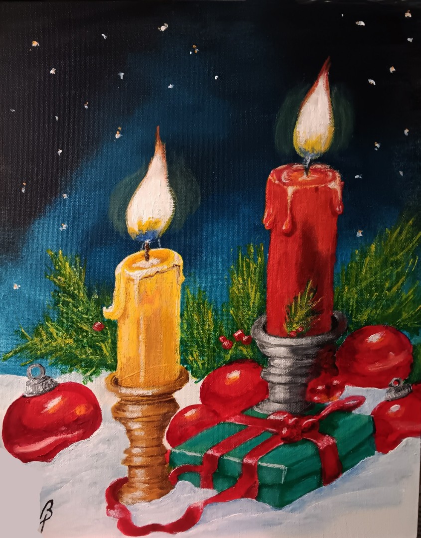 CHRISTMAS CANDLES - artwork by Brenda Porter:  