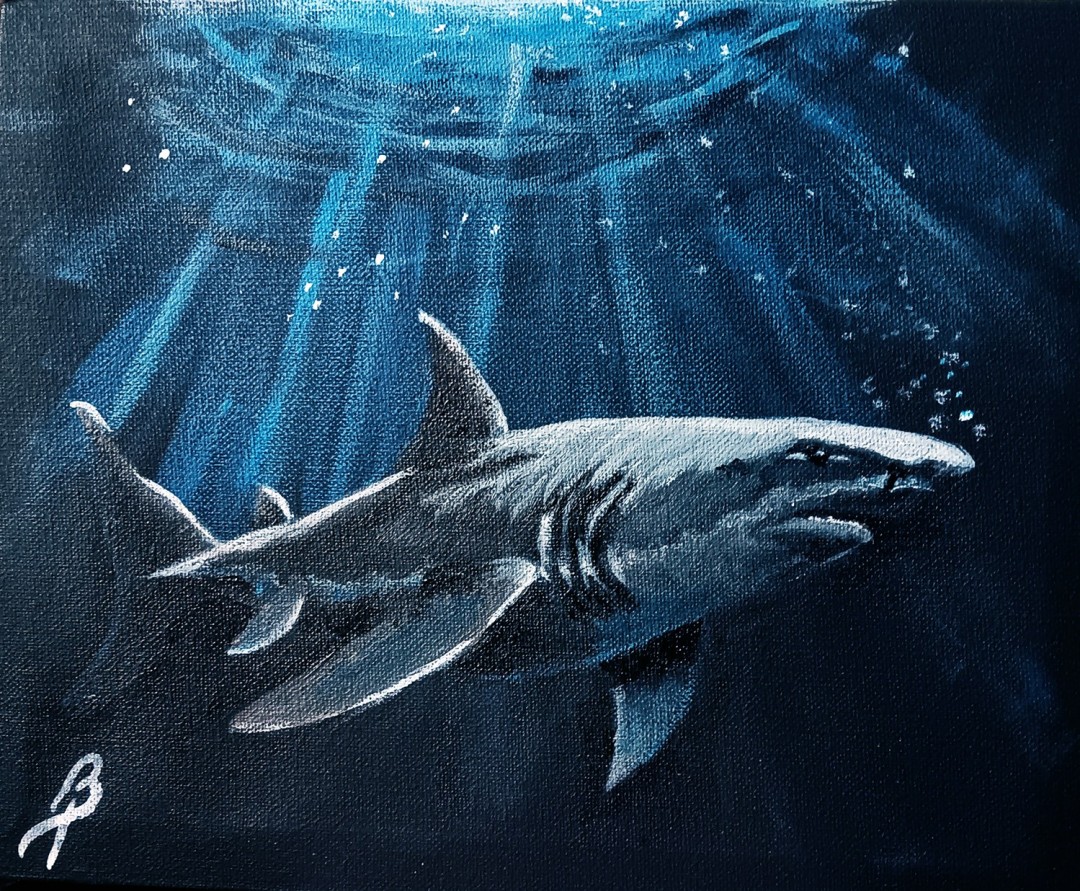 GREAT WHITE SHARK - artwork by Brenda Porter:  