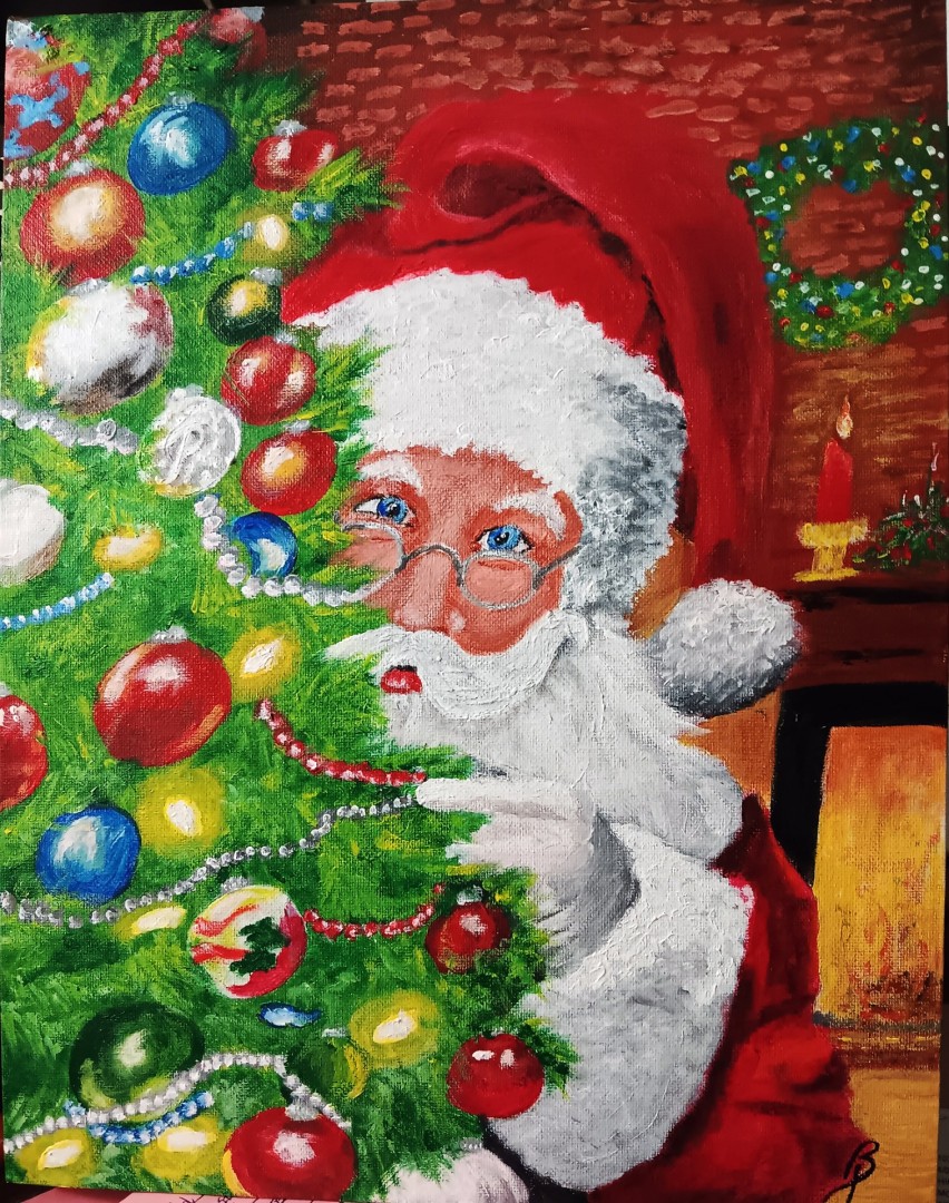 SANTA'S IN TOWN - artwork by Brenda Porter:  
