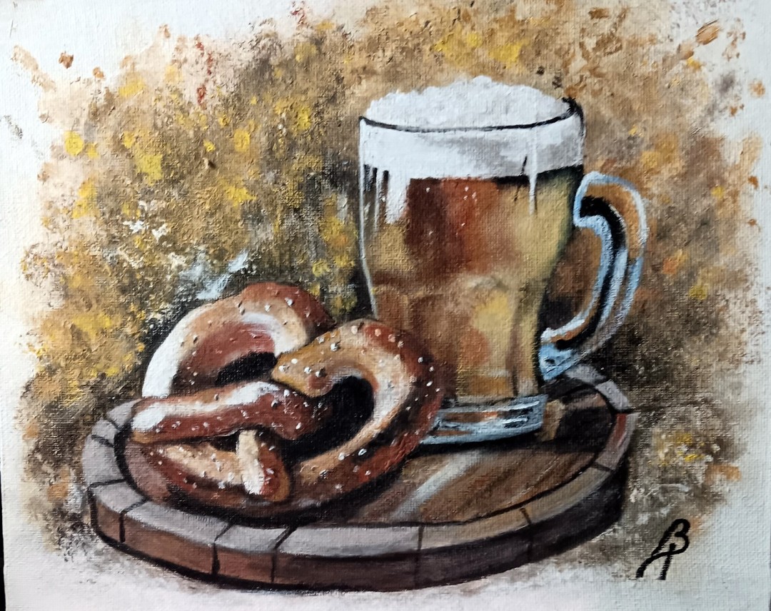 BEER & PRETZEL - artwork by Brenda Porter:  