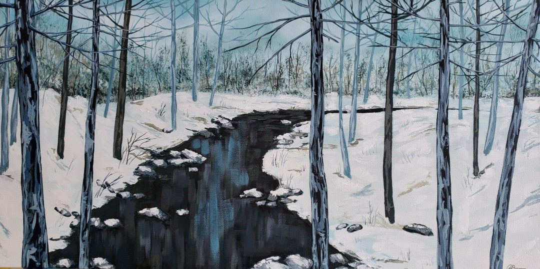 Forest Reflections - Painting, Acrylic, Landscape, Impressionism, Canvas