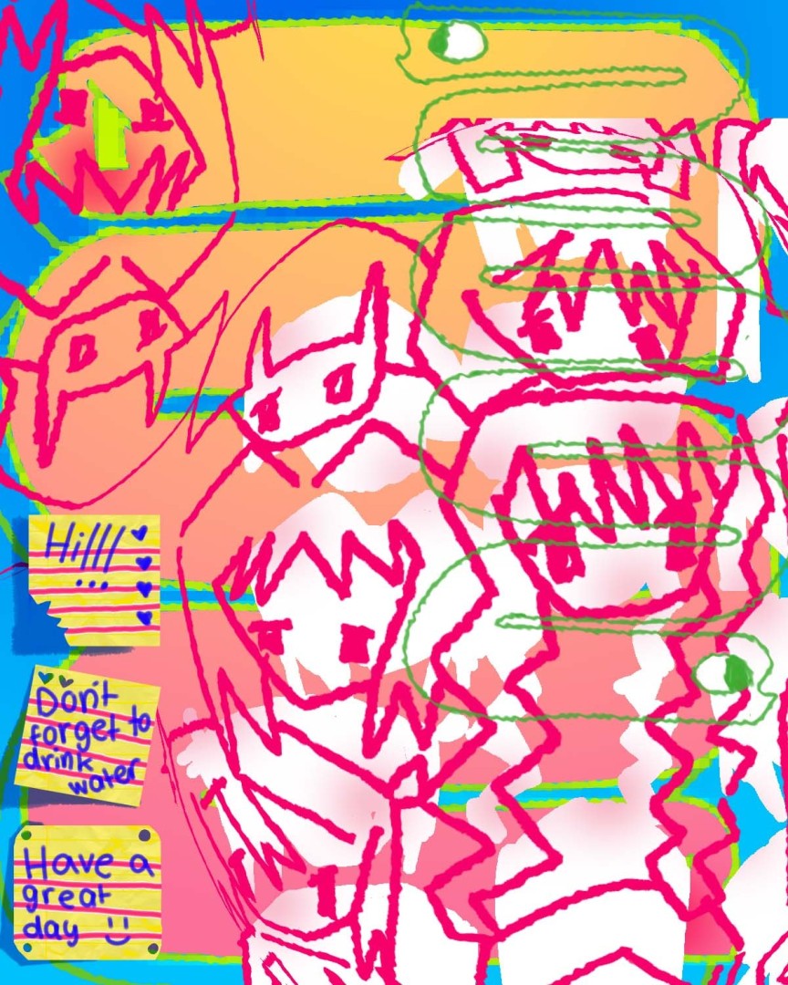 Worm-chan says you need to drink more water - artwork by Lilah Levesque:  