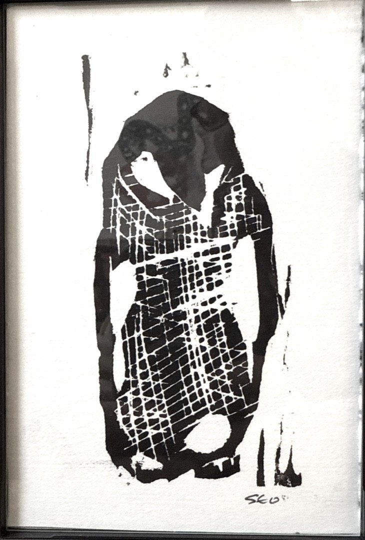 Penguin - artwork by Sarah O'Brien-Hart: animal, penguin, woodcut, printmaking, conservation Animals, Other, Wood, Woodcut