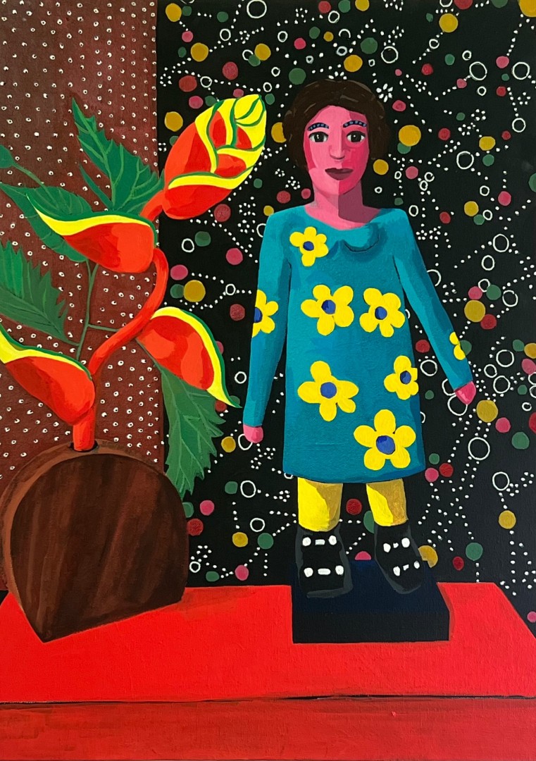 What The Heliconia? - Painting, Acrylic, Still Life, Classical, Canvas