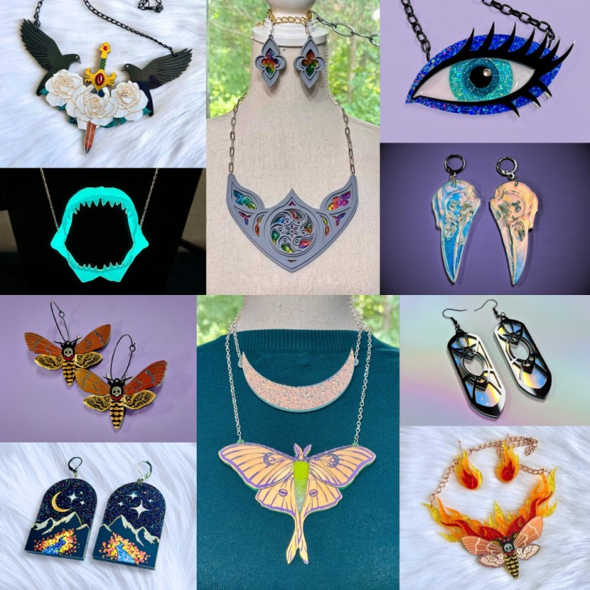 Collage of Original Acrylic Jewelry