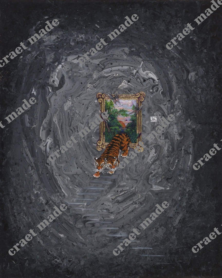 The Big Frame Theory - Painting, Acrylic, Animals, Surrealism, Canvas (stretched)