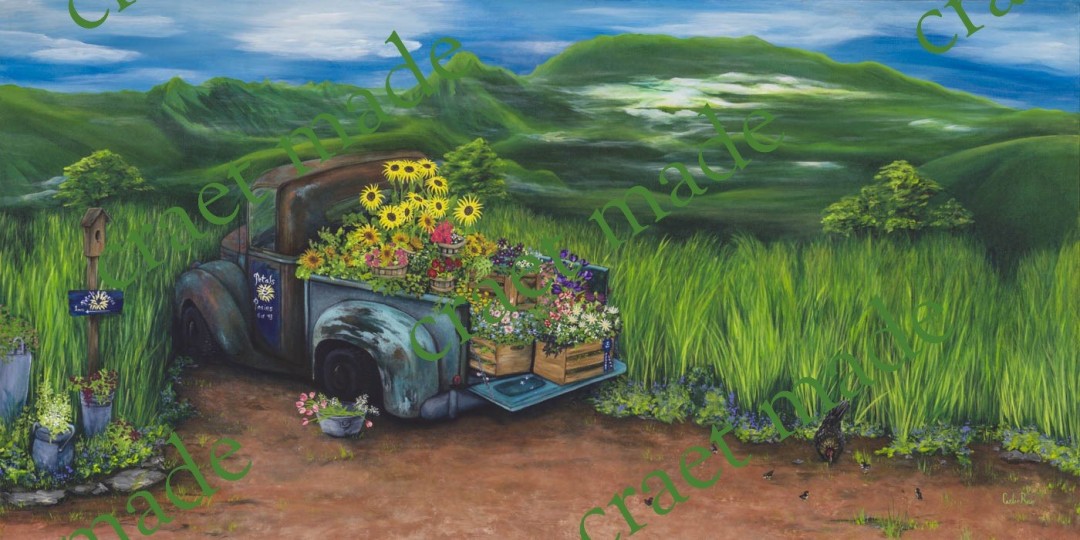 "Forget Me Nots" - Painting, Acrylic, Landscape, Other, Canvas