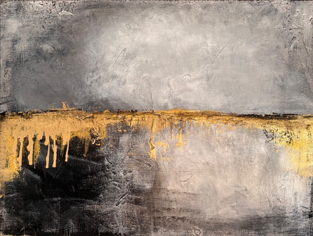 Monochrome Luxe with Bold Gold Accent , Painting