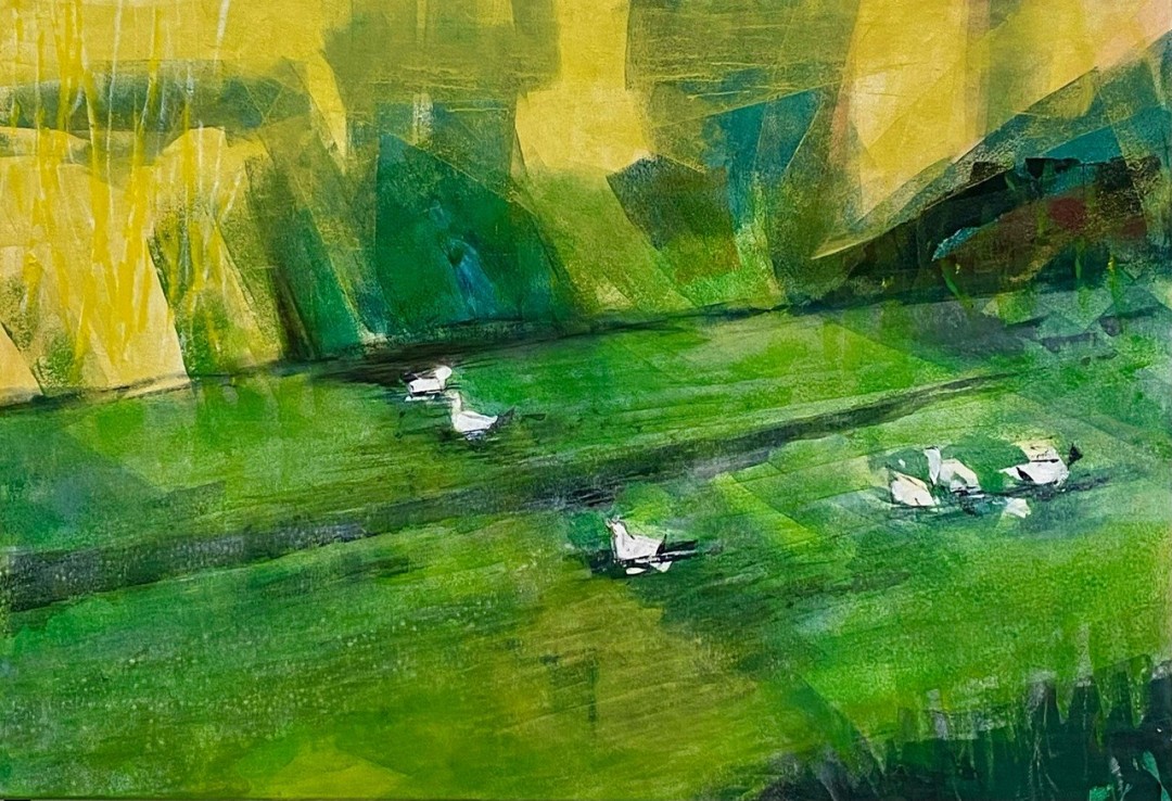 Calm waters of Maryhill Locks, Painting
