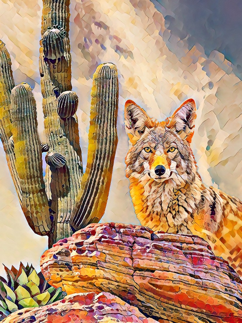 Curious Coyote - artwork by Theresa Poalucci:  