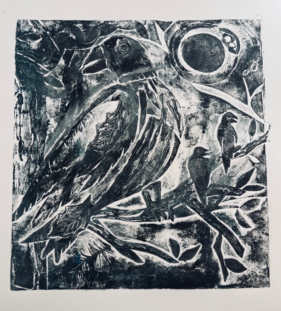 Night Song - Printmaking, Printmaking, Animals, Expressionism, Paper