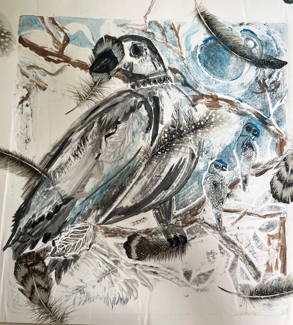 Cancion de la Luna - Printmaking, Printmaking, Animals, Expressionism, Paper