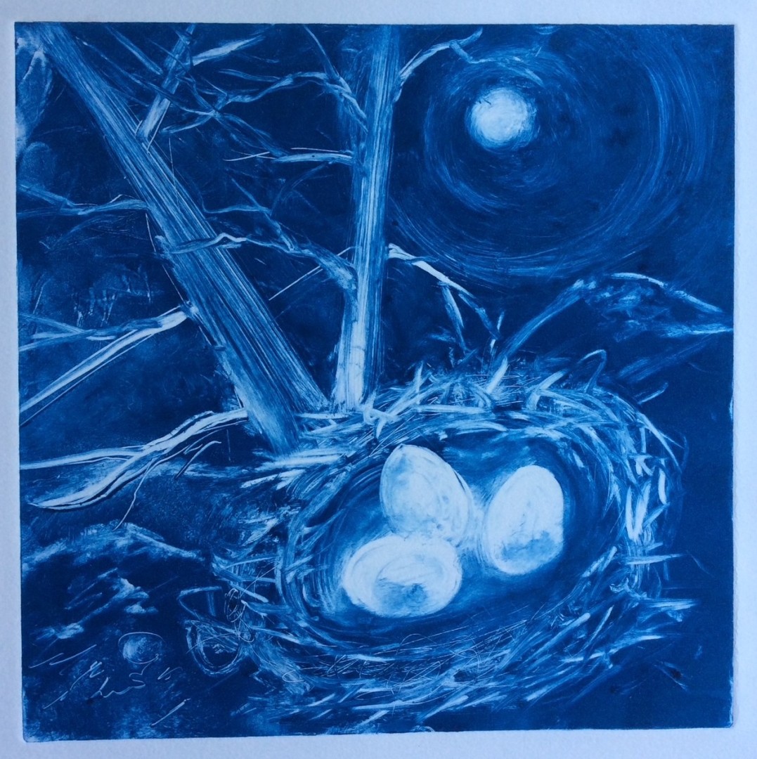 The Nesting Tree - Printmaking, Printmaking, Birds, Expressionism, Paper