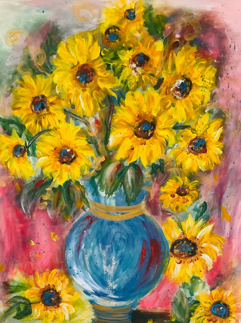 Sunlight in Blue - Painting, Acrylic, Still Life, Impressionism, Canvas