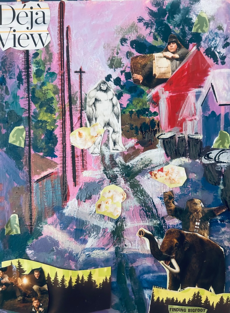 Finally Finding Bigfoot - Mixed Media, Mixed Media, Animals, Surrealism, Canvas