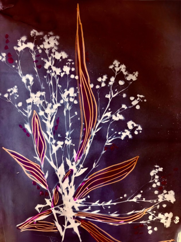 Veins of Light- Cyanotype- mixed media