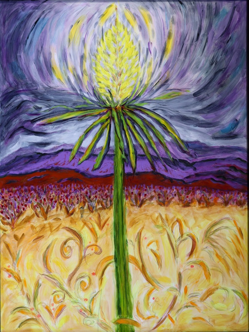 Range, New Mexico - Painting, Acrylic, Botanical, Expressionism, Paper