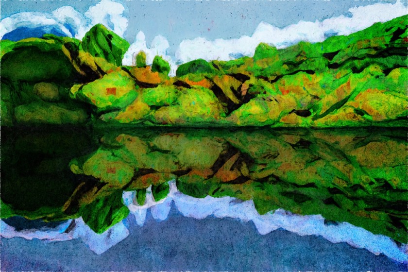Green Rocks Reflected