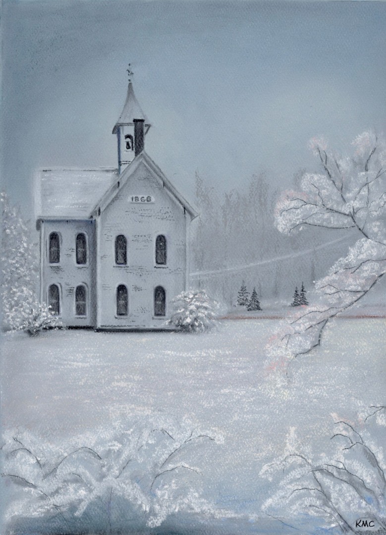Vermont Schoolhouse - artwork by Julia Wellings:  