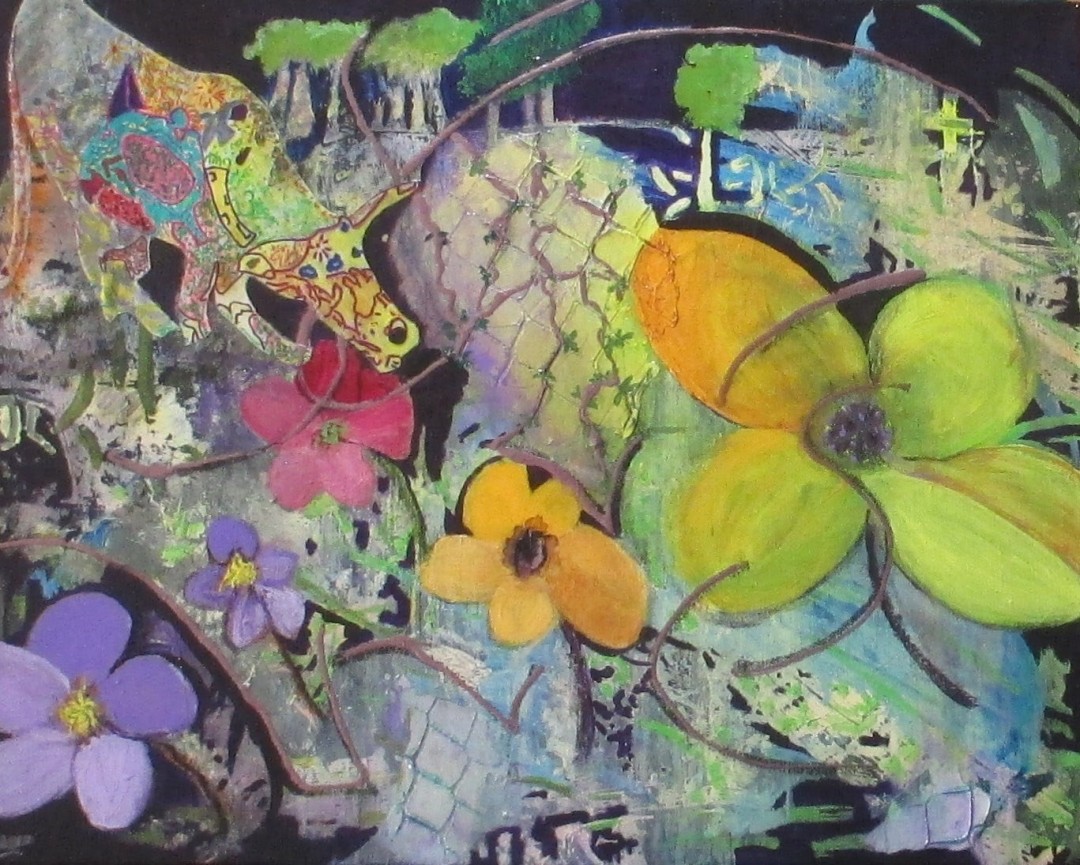 Andy's Flowers 2025 - artwork by Lolly Owens: Flowers, Abstract cow Landscape, Abstract, Acrylic, Canvas