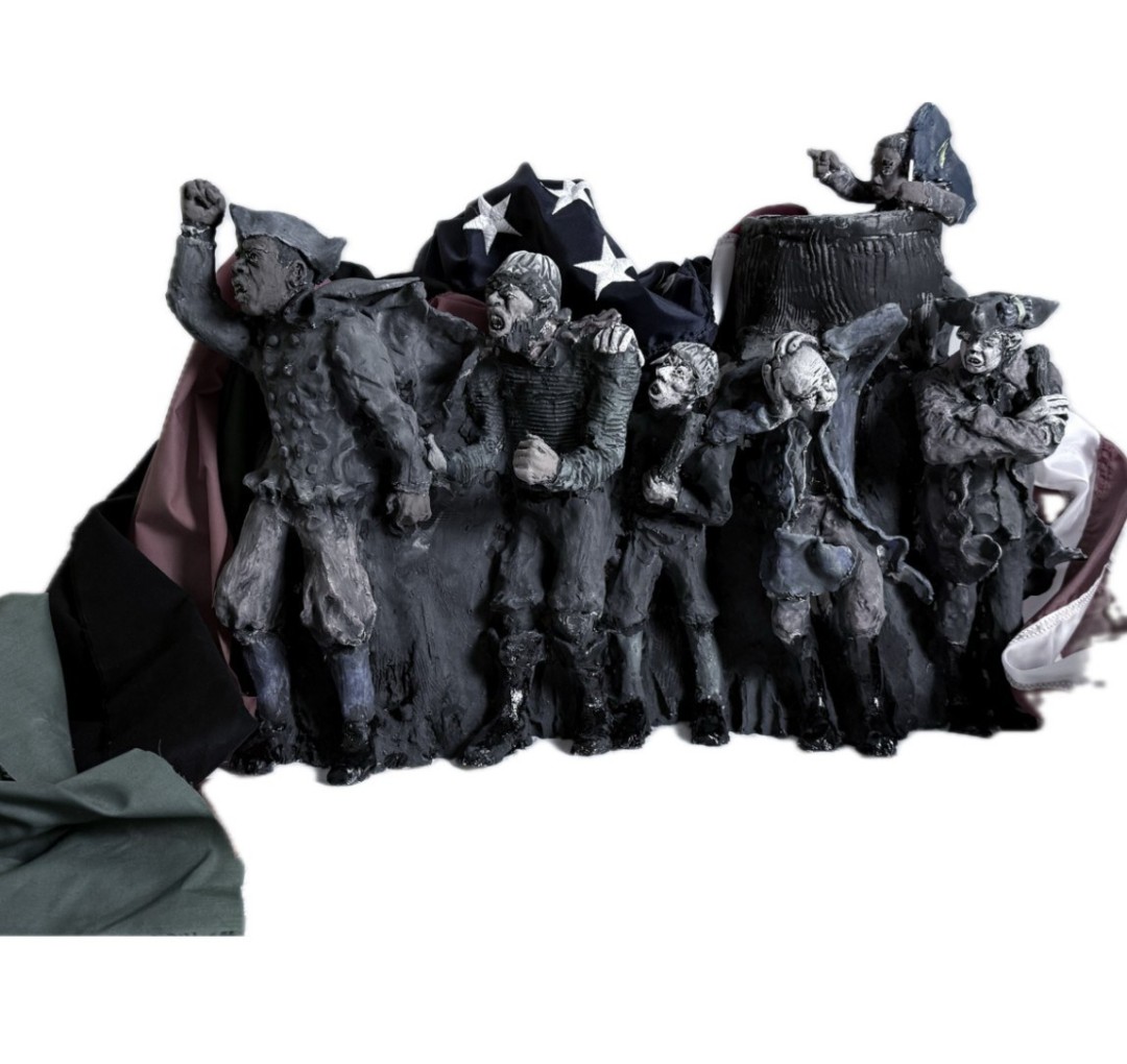 Crispus Attucks and the Boston Massacre - artwork by Wayman Scott:  Figures, Impressionism, Ceramic, 