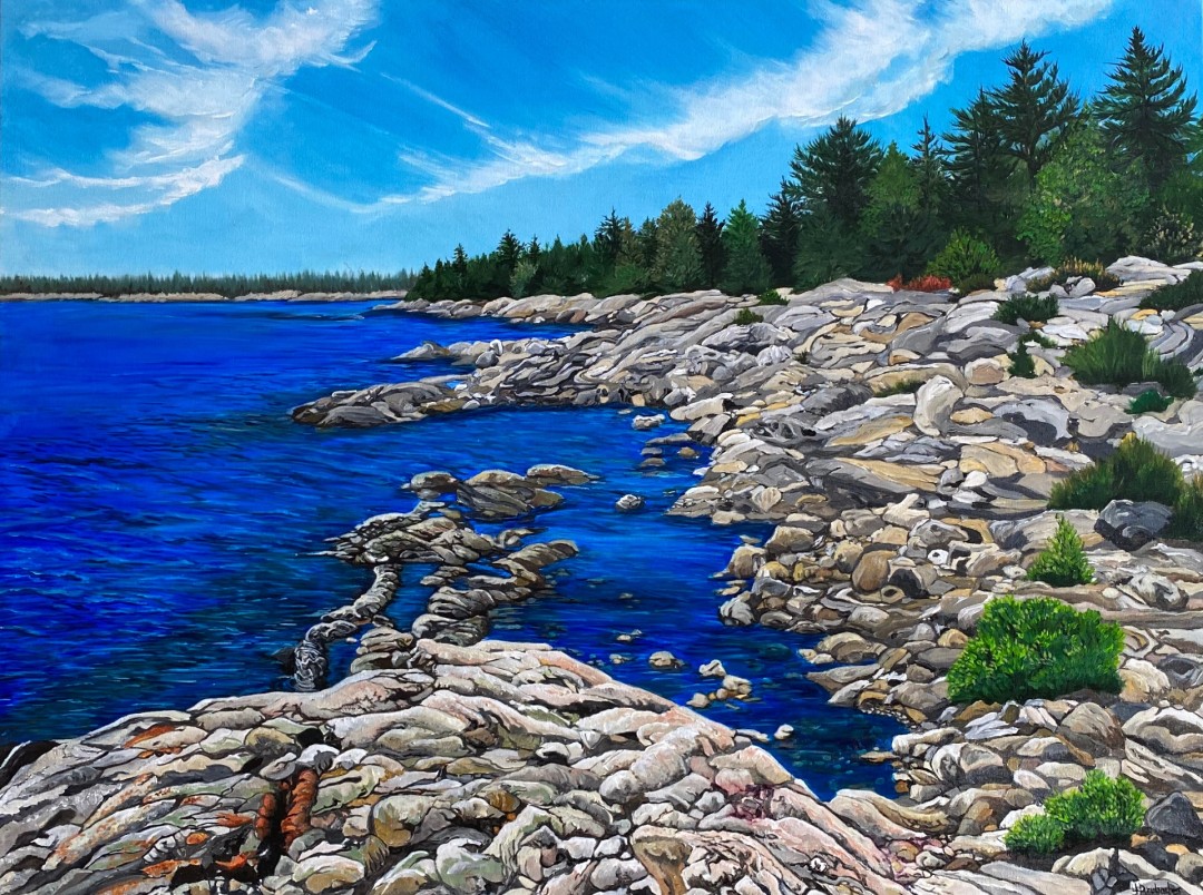 Hatch Island Windward Side - artwork by Linda Brubacher:  Landscape, Realism, Acrylic, Canvas