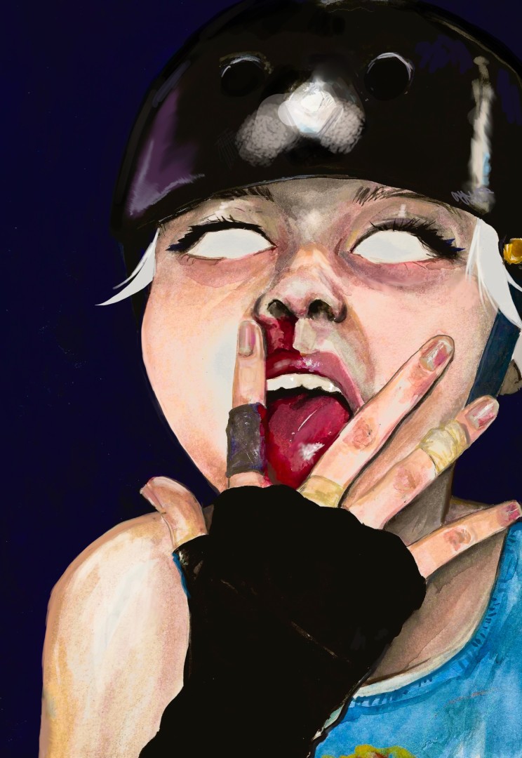 Skater - artwork by Serenity Barreras:  Realism, Mixed Media, 