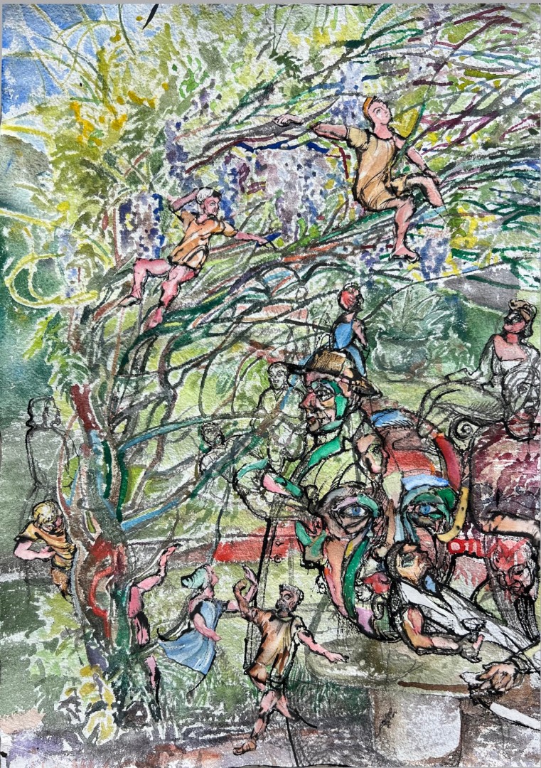 garden at the lake - Drawing