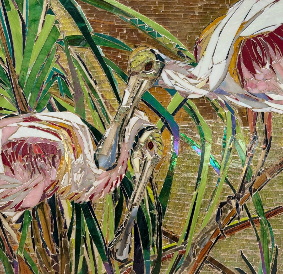 Roseates Lovebirds - Mixed Media