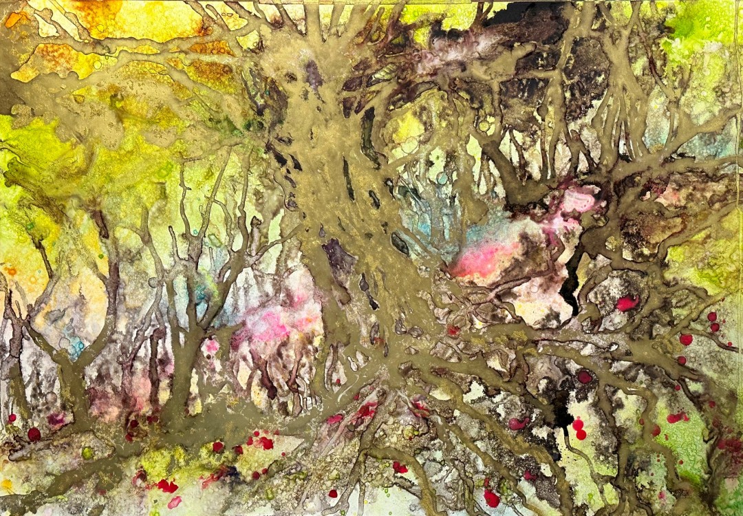 Holding Earth & Sky - Painting, Mixed Media, Nature, Expressionism, Paper