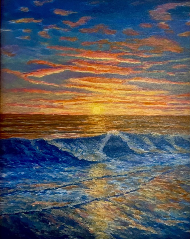 Waves at sunset 