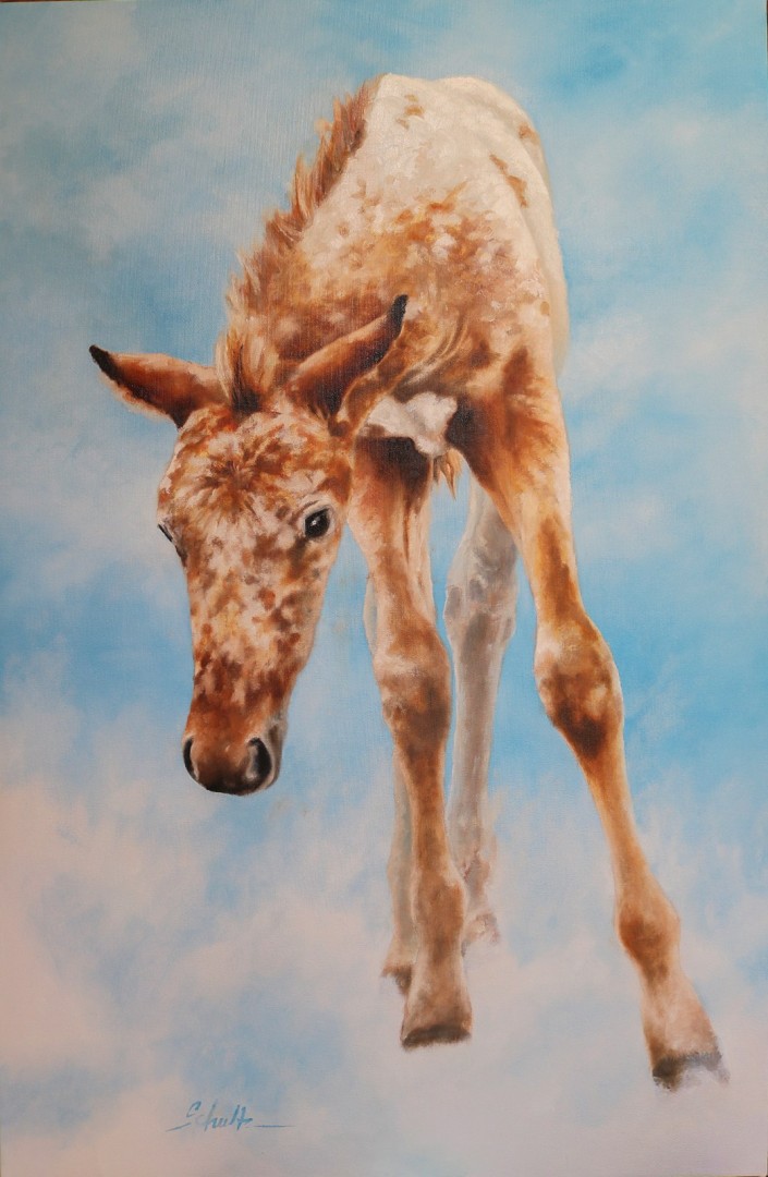 Cloud Walker II - Painting, Oil, Animals, Realism, Wood Panel