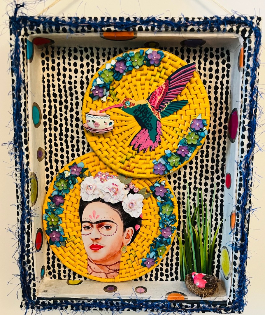 Hummingbird With Baby - Mixed Media, Mixed Media, Figures, Pop, Wood Panel