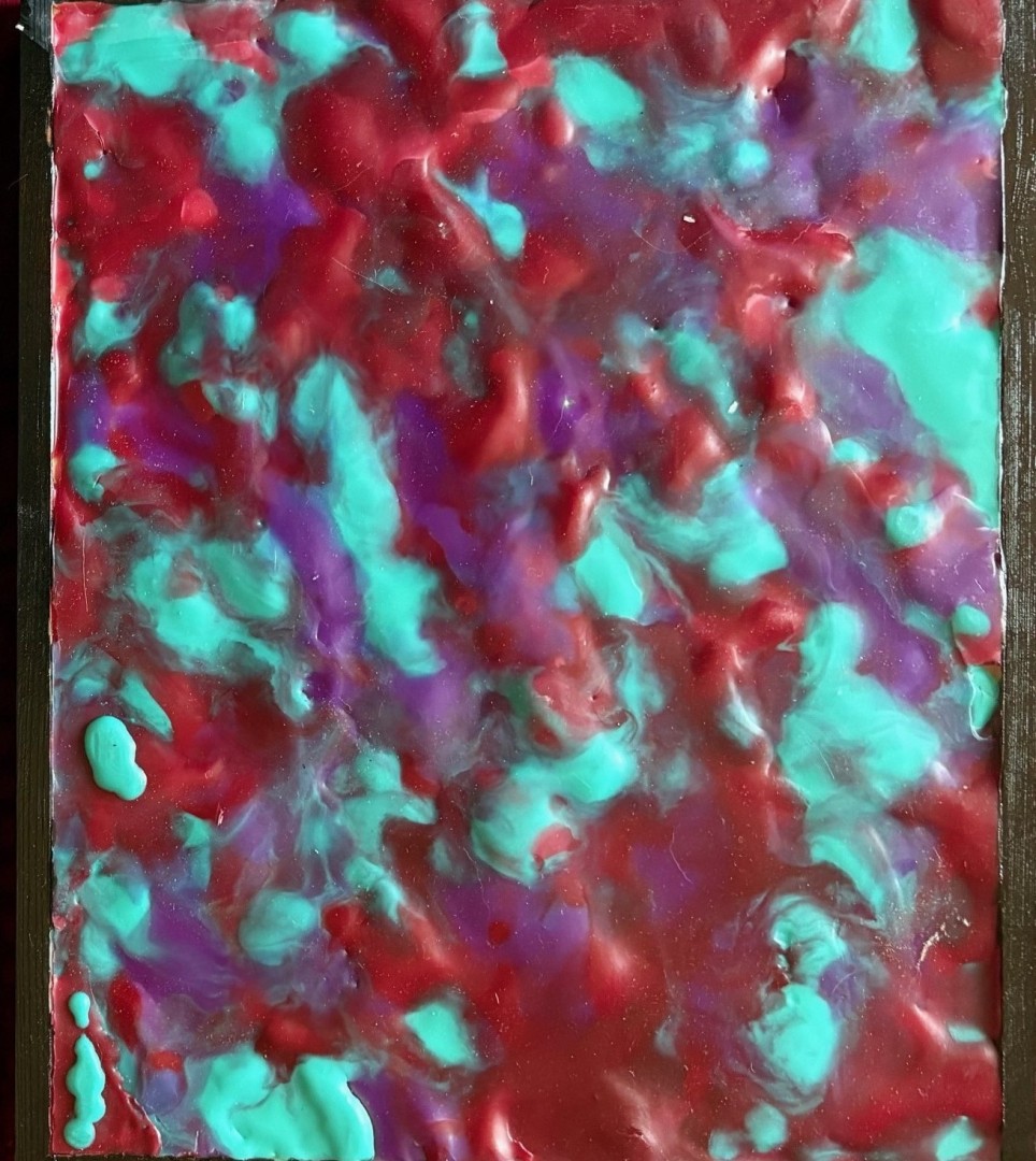 Abstract Poured (Blue & Red) - Painting
