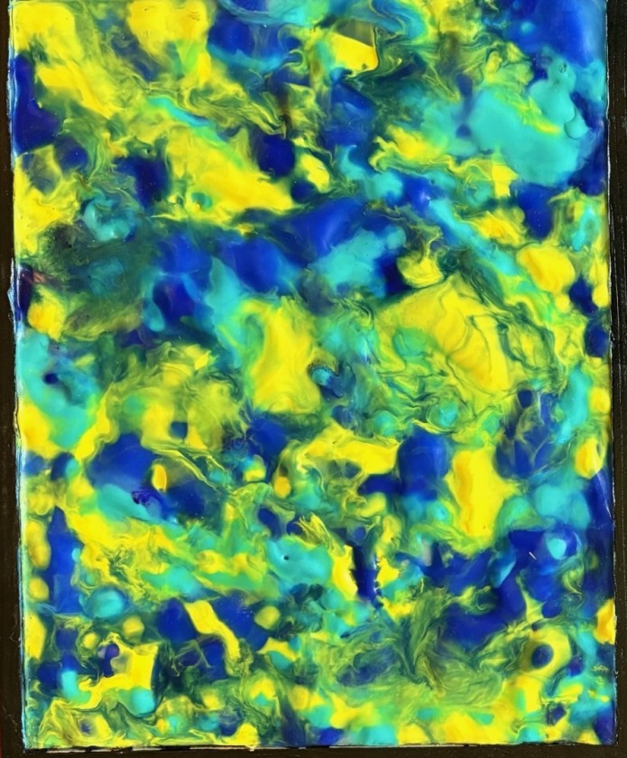 Abstract Poured (Blue & Yellow)